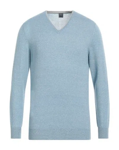 Fedeli Man Sweater Light Blue Size 40 Cashmere, Linen