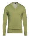 Fedeli Man Sweater Lime Green Size 40 Cashmere, Silk In Green