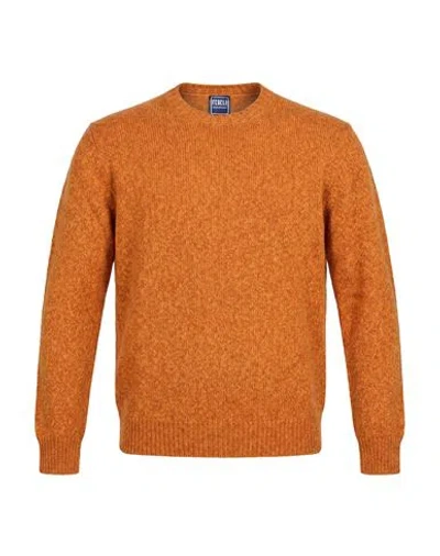 Fedeli Man Sweater Mandarin Size 40 Cashmere In Orange