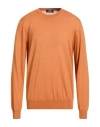 Fedeli Man Sweater Mandarin Size 40 Cashmere, Silk In Orange
