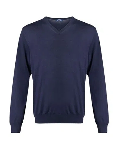 Fedeli Man Sweater Midnight Blue Size 40 Virgin Wool In Transparent