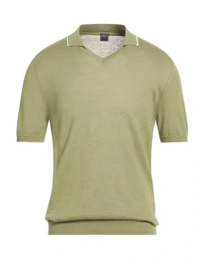 Fedeli Man Sweater Military Green Size 40 Linen, Cotton
