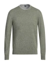 Fedeli Man Sweater Military Green Size 40 Organic Cotton, Organic Linen In Green