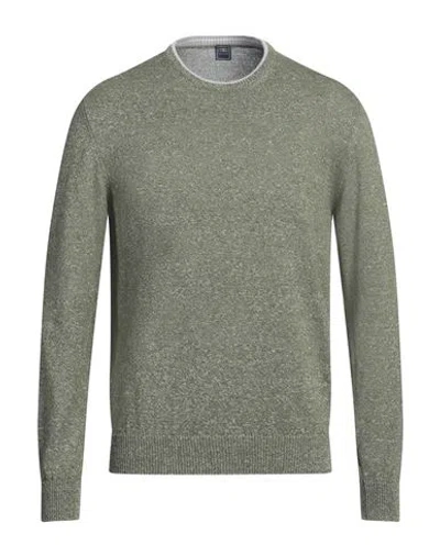 Fedeli Man Sweater Military Green Size 40 Organic Cotton, Organic Linen