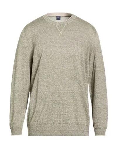 Fedeli Man Sweater Military Green Size Xxl Linen, Cotton In Multi