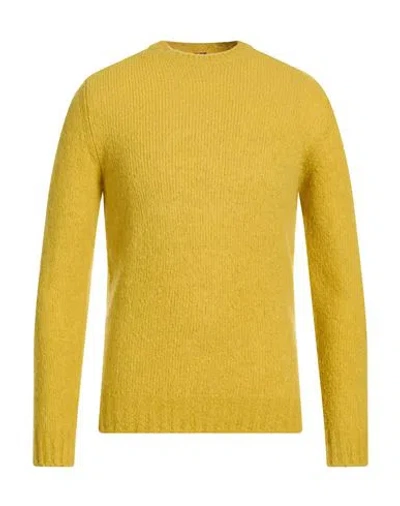 Fedeli Man Sweater Mustard Size 38 Virgin Wool, Cashmere, Polyamide In Yellow