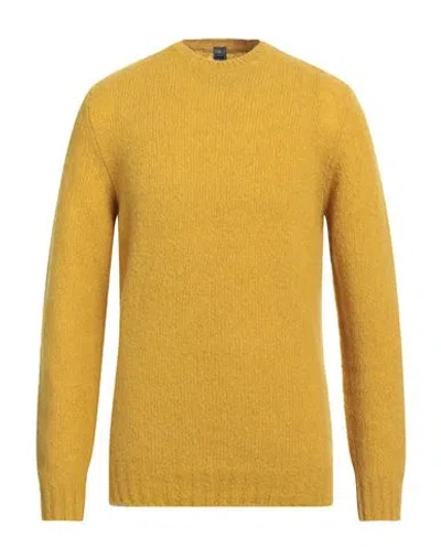 Fedeli Man Sweater Mustard Size 40 Virgin Wool, Cashmere, Polyamide In Yellow