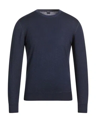 Fedeli Man Sweater Navy Size 36 Merino Wool In Blue