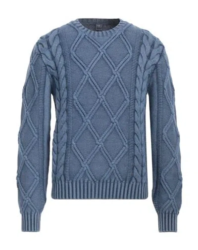 Fedeli Man Sweater Navy Size 40 Merino Wool In Blue