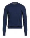 Fedeli Man Sweater Navy Size 40 Supima In Blue