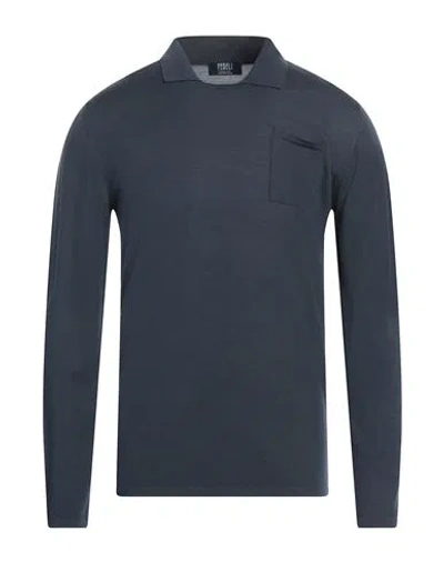 Fedeli Man Sweater Navy Size 40 Virgin Wool In Blue