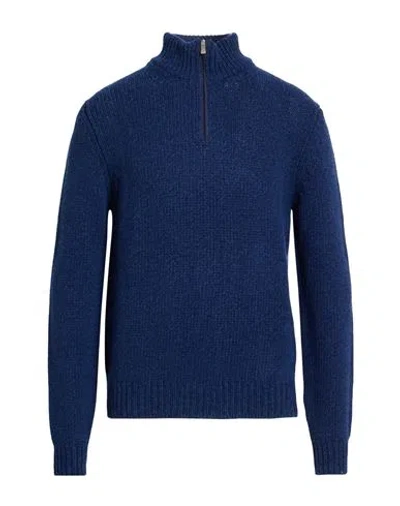 Fedeli Man Sweater Navy Size 40 Wool, Viscose, Cashmere In Blue