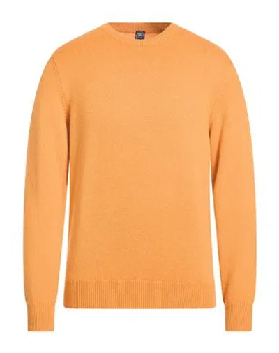 Fedeli Man Sweater Orange Size 40 Cashmere