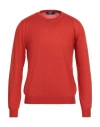 Fedeli Man Sweater Orange Size 40 Cashmere, Silk
