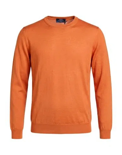 Fedeli Man Sweater Orange Size 46 Cashmere In Multi