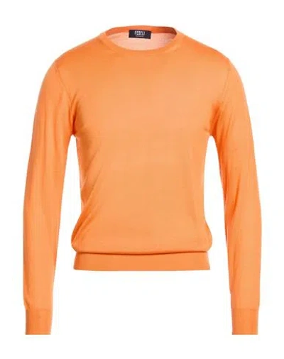 Fedeli Man Sweater Orange Size 46 Cashmere, Silk