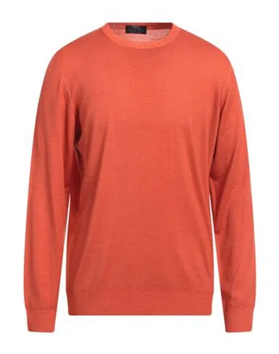 Fedeli Man Sweater Orange Size 46 Super 140s Wool