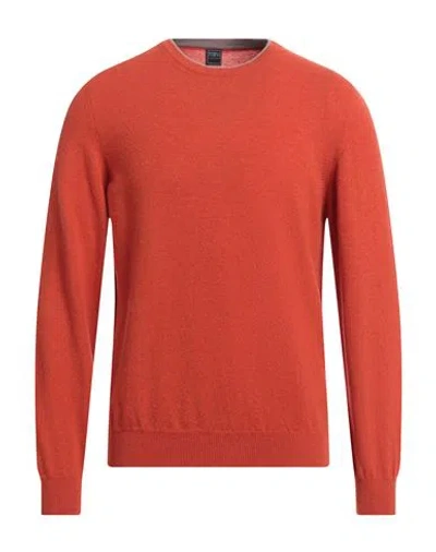 Fedeli Man Sweater Orange Size 46 Virgin Wool, Cashmere