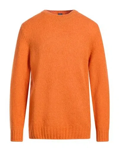Fedeli Man Sweater Orange Size 46 Virgin Wool, Cashmere, Polyamide