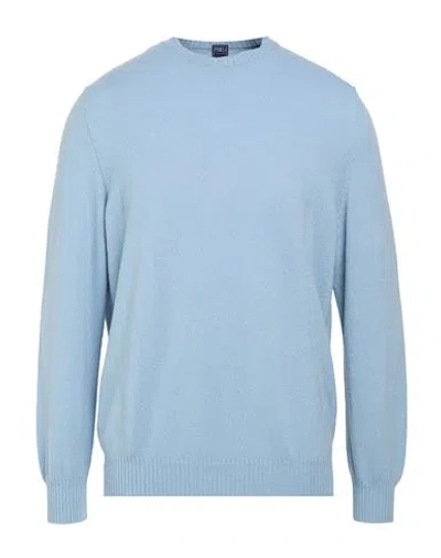Fedeli Man Sweater Pastel Blue Size 50 Cashmere