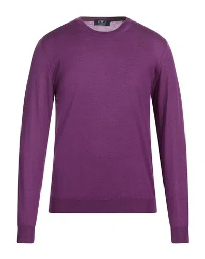 Fedeli Man Sweater Purple Size 40 Cashmere, Silk