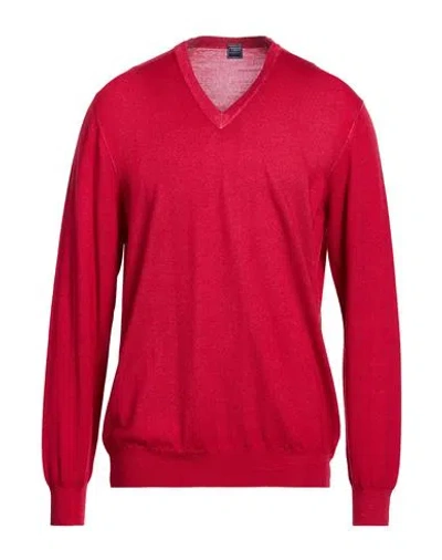 Fedeli Man Sweater Red Size 46 Merino Wool