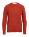 Fedeli Man Sweater Rust Size 44 Virgin Wool, Cashmere, Polyamide In Red