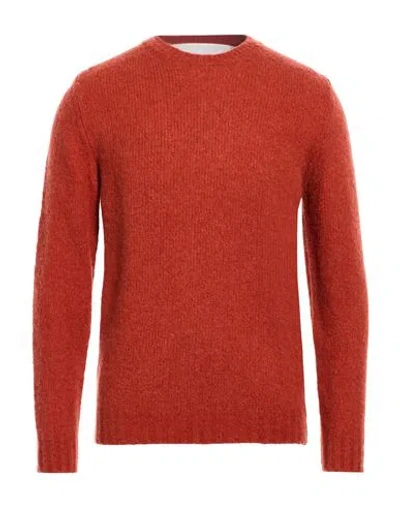 Fedeli Man Sweater Rust Size 44 Virgin Wool, Cashmere, Polyamide In Red