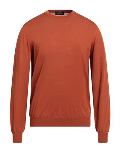 Fedeli Man Sweater Rust Size 46 Wool In Red