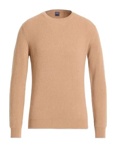 Fedeli Man Sweater Sand Size 40 Cashmere In Brown