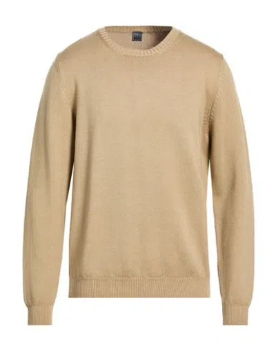 Fedeli Man Sweater Sand Size 46 Merino Wool In Brown