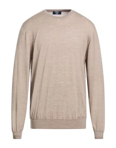 Fedeli Man Sweater Sand Size 46 Virgin Wool In Brown