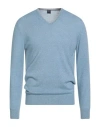Fedeli Man Sweater Sky Blue Size 40 Cashmere, Linen