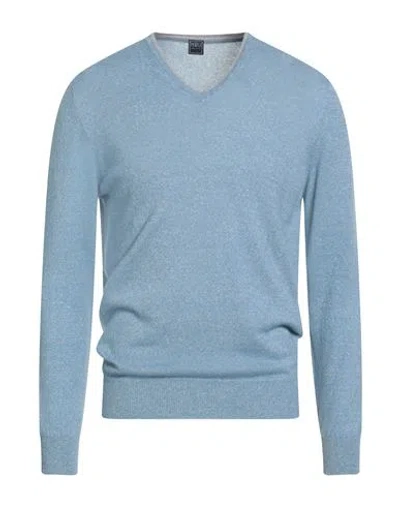 Fedeli Man Sweater Sky Blue Size 40 Cashmere, Linen