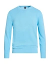 Fedeli Man Sweater Light Blue Size 40 Cotton In Blue
