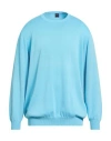 Fedeli Man Sweater Sky Blue Size 52 Cotton In Blue