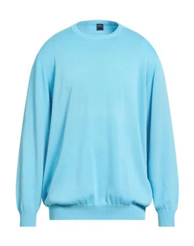 Fedeli Man Sweater Sky Blue Size 52 Cotton