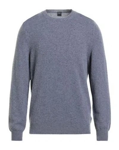 Fedeli Man Sweater Slate Blue Size 40 Cashmere In Gray