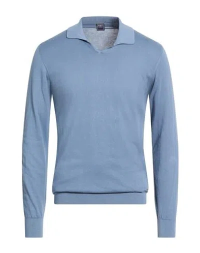 Fedeli Man Sweater Slate Blue Size 40 Cotton