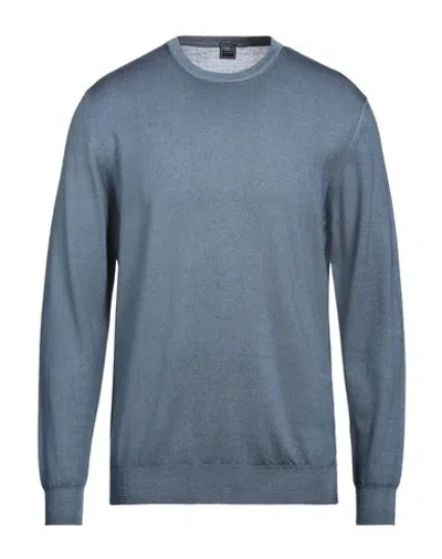Fedeli Man Sweater Slate Blue Size 44 Merino Wool
