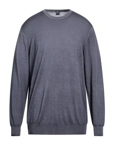 Fedeli Man Sweater Slate Blue Size 48 Merino Wool In Gray