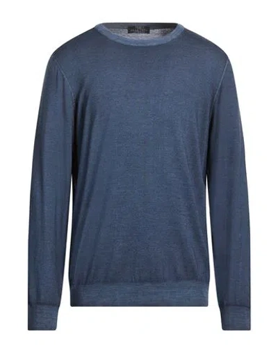 Fedeli Man Sweater Slate Blue Size 48 Super 140s Wool