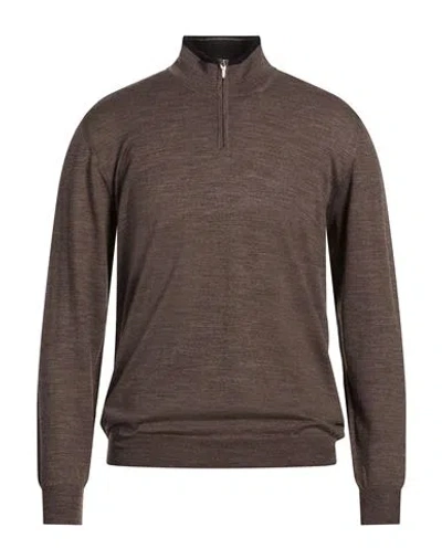 Fedeli Man Sweater Taupe Size 44 Virgin Wool In Green