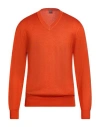Fedeli Man Sweater Tomato Red Size 40 Cashmere, Silk In Orange