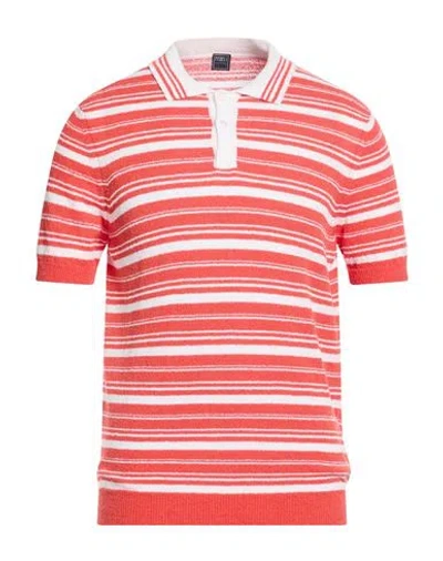 Fedeli Man Sweater Tomato Red Size 40 Cotton, Nylon