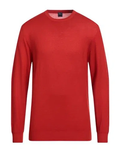 Fedeli Man Sweater Tomato Red Size 40 Merino Wool