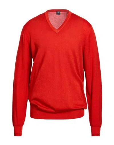Fedeli Man Sweater Tomato Red Size 46 Merino Wool