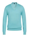 Fedeli Man Sweater Turquoise Size 40 Cashmere, Silk In Blue