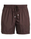 Fedeli Man Swim Trunks Dark Brown Size Xl Recycled Polyester