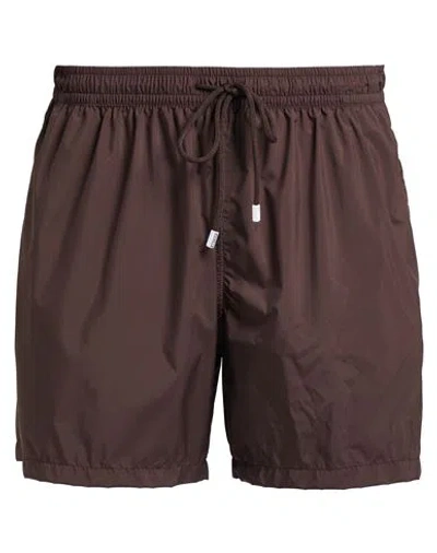 Fedeli Man Swim Trunks Dark Brown Size Xl Recycled Polyester In Brown